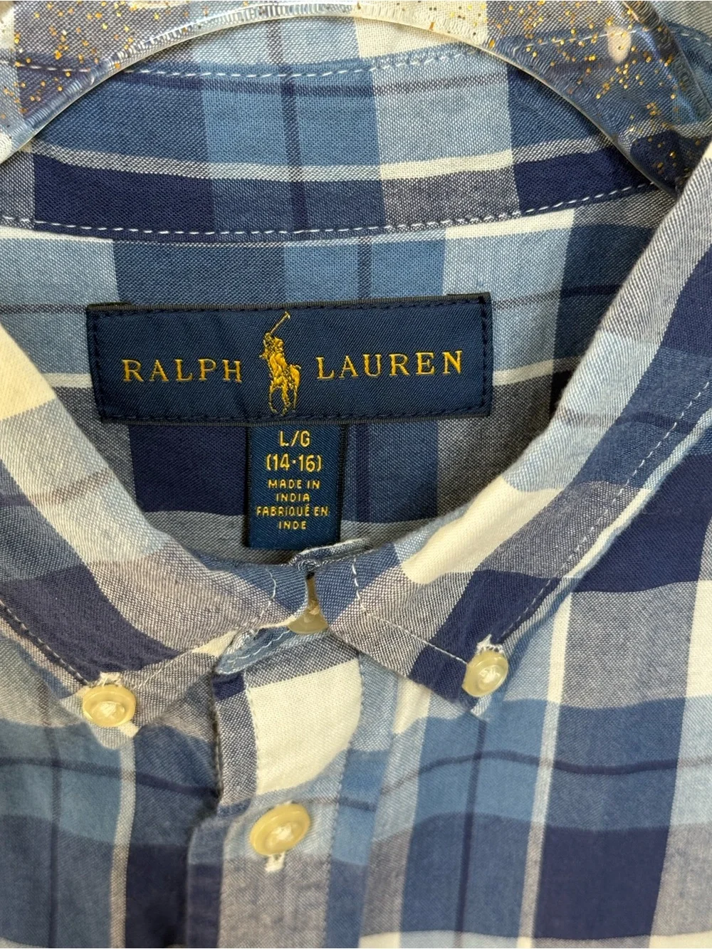 Ralph Lauren Boys 14/16 Plaid Button Down Short Sleeve